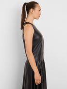 Vegan Leather Sleeveless Top in Blx