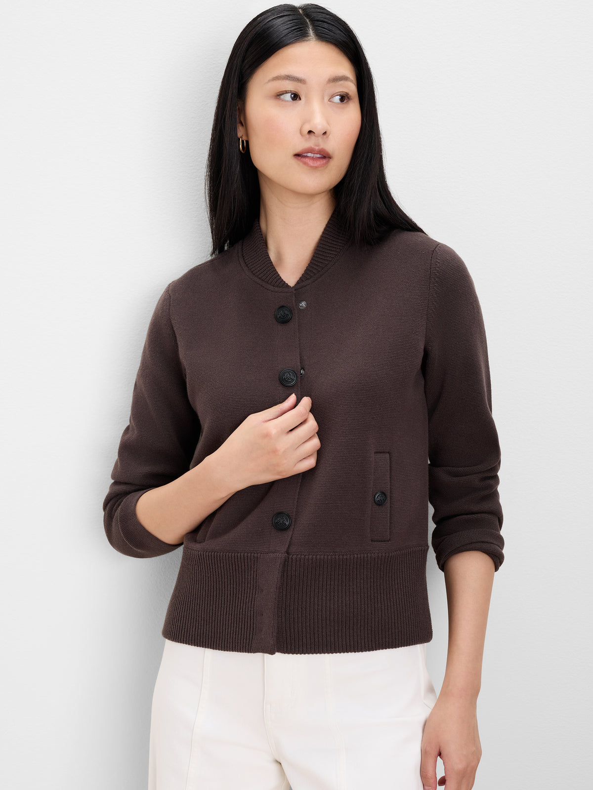 NIC+ZOE Knit Snap Bomber Jacket product