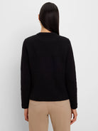 Trimmed Weave Mix Knit Jacket in Blx