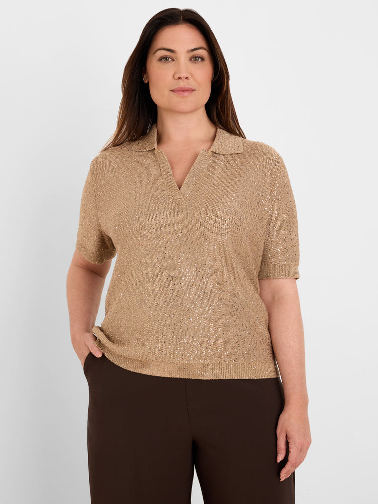 NIC+ZOE Anytime Sequin Polo Sweater product