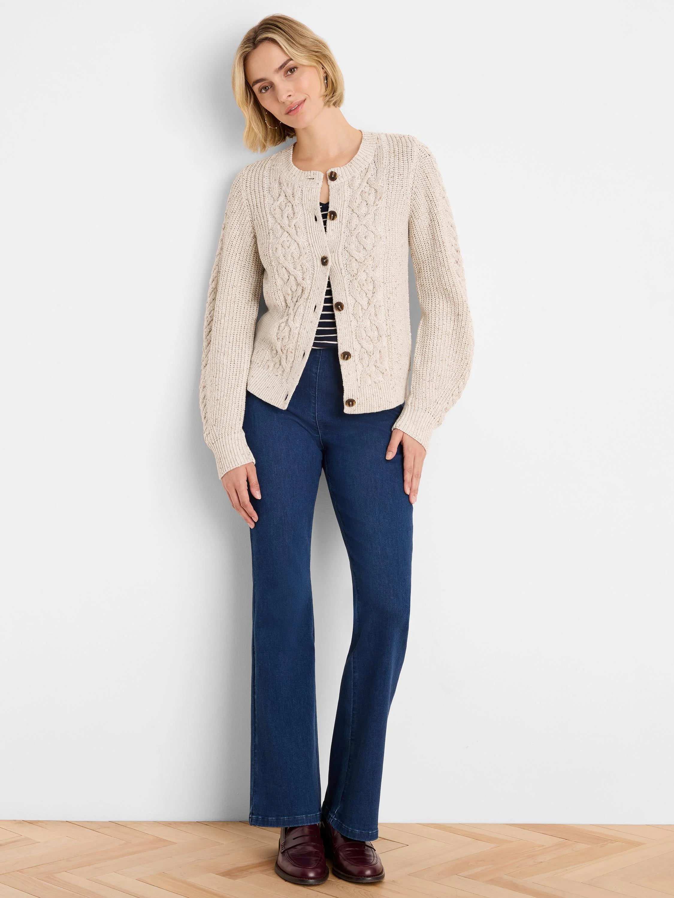 Flecked Shaker Cardigan in Crx
