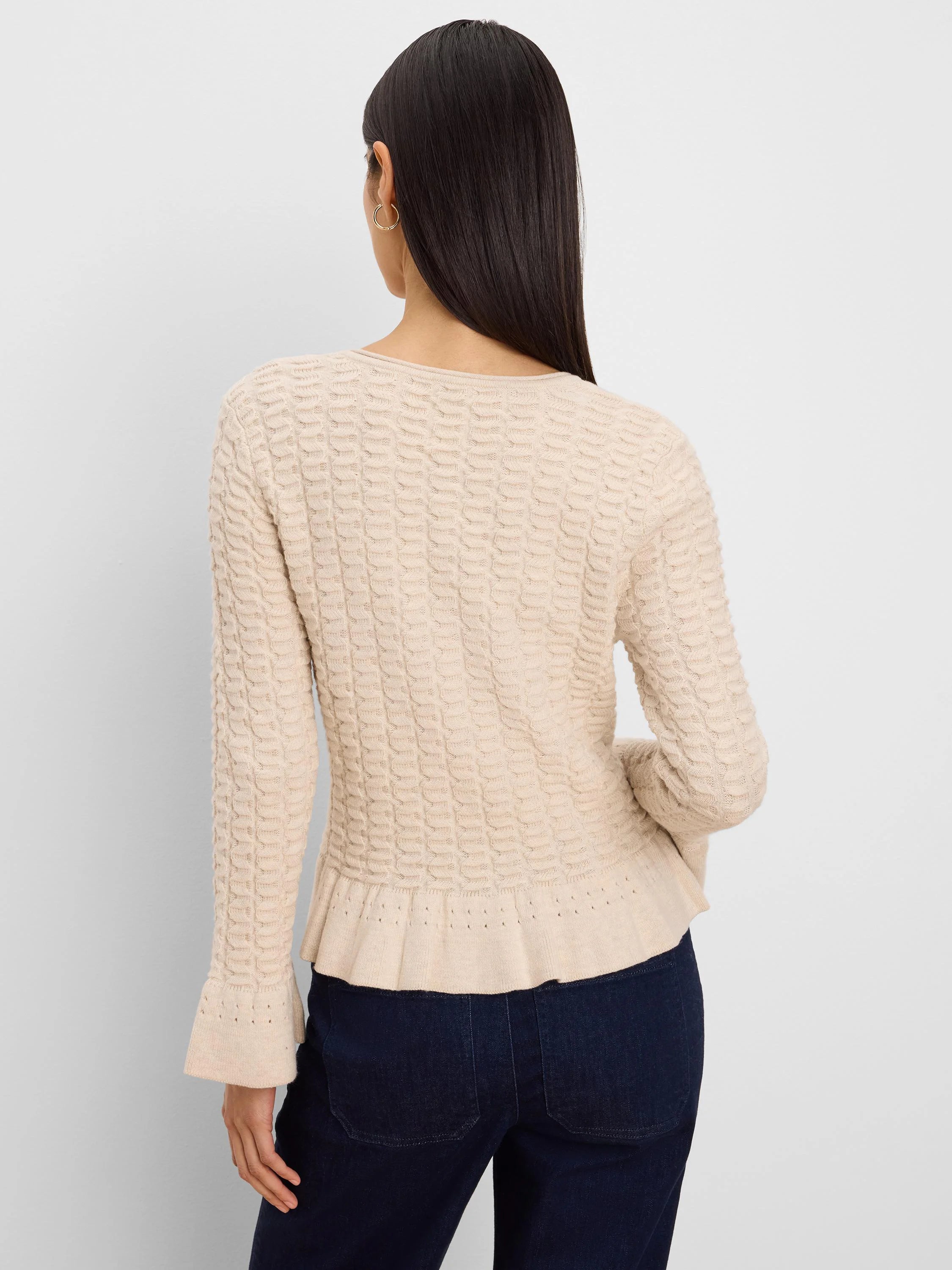 Frill Textured Cardigan in Psl