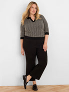 Lace Trim Geo Stitch Sweater in Blm