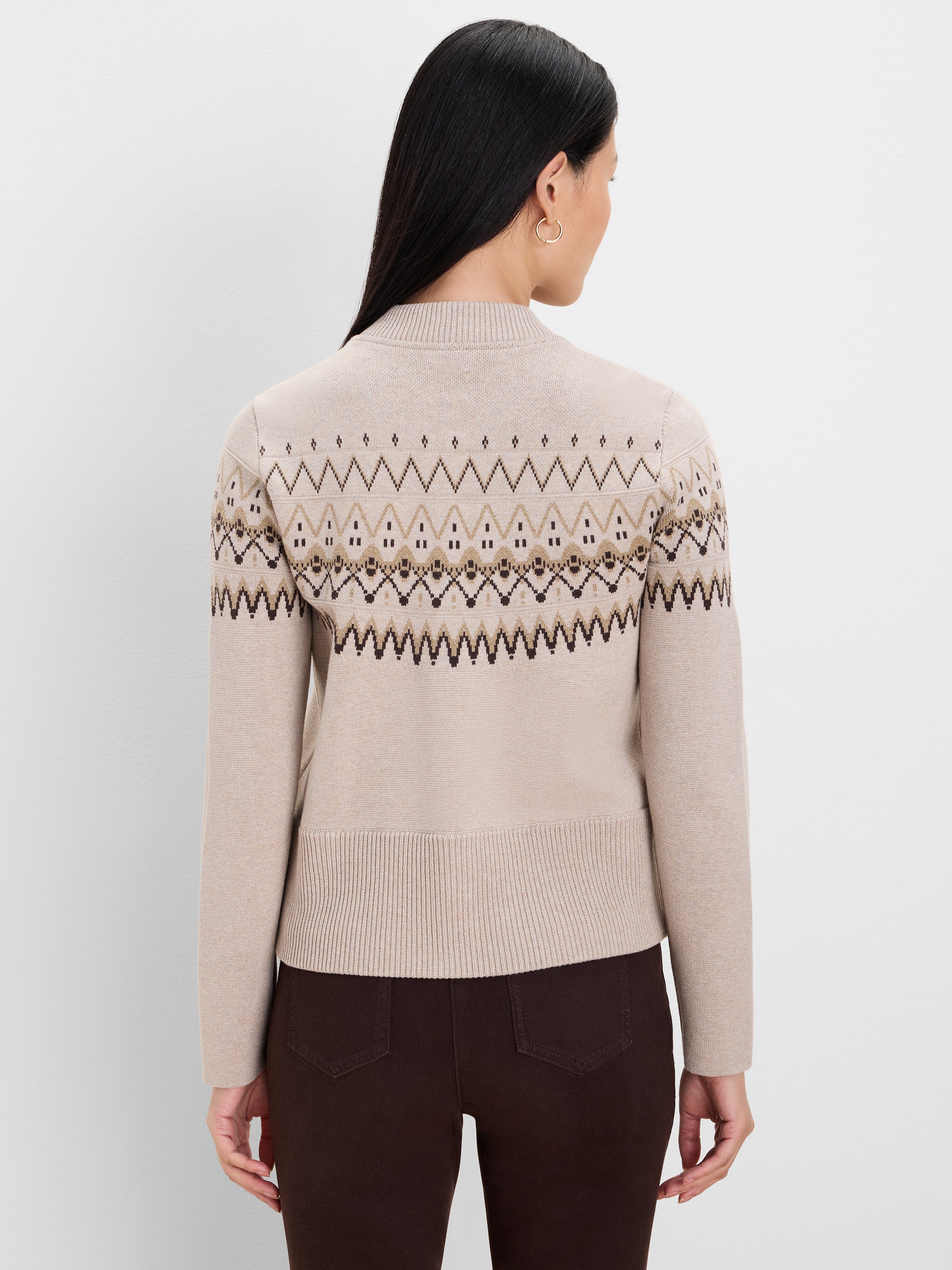 NIC+ZOE Fairisle Knit Snap Bomber Jacket product