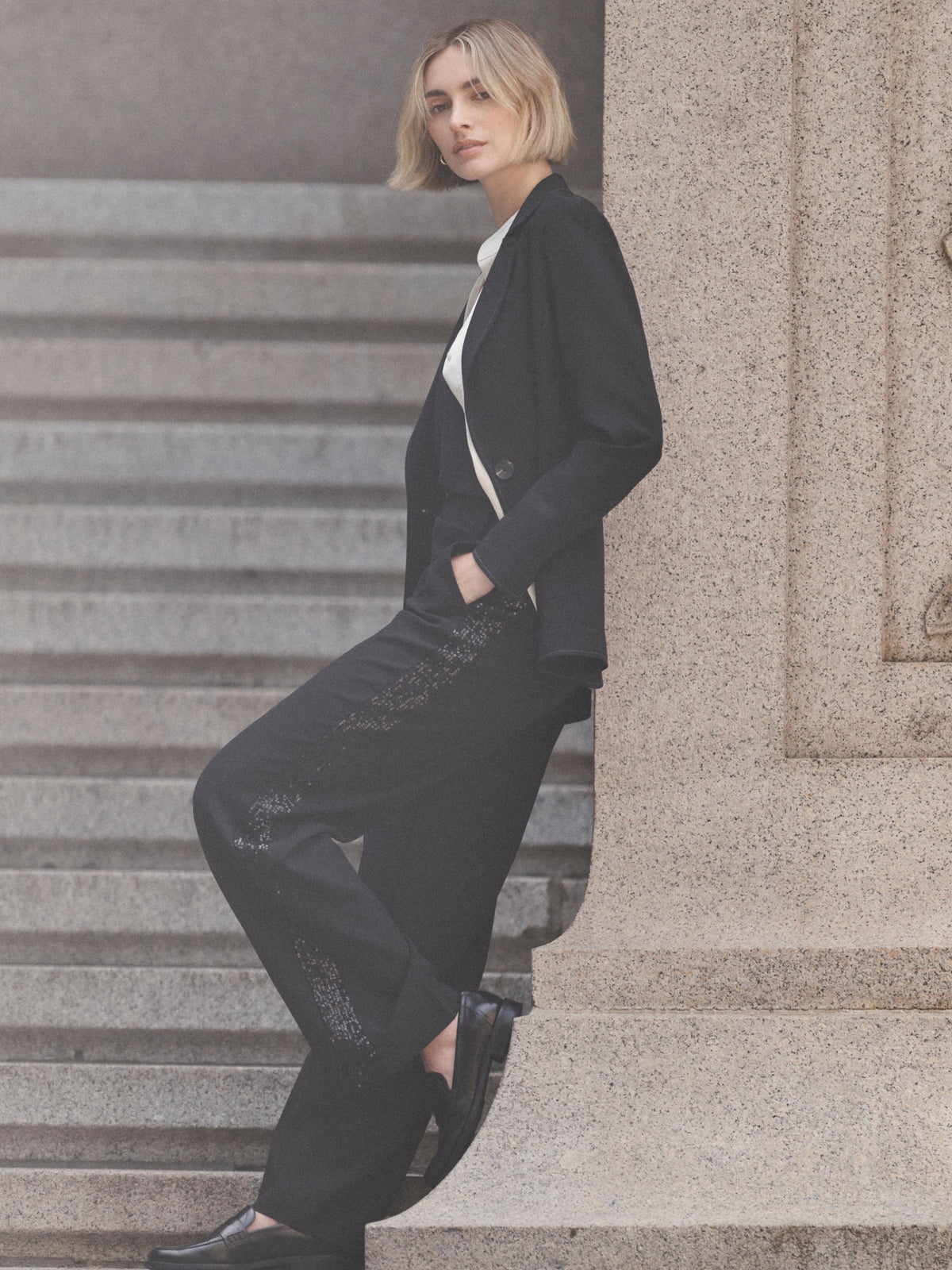 NIC+ZOE Lenox Sleek Stretch Sequin Tuxedo Pant product