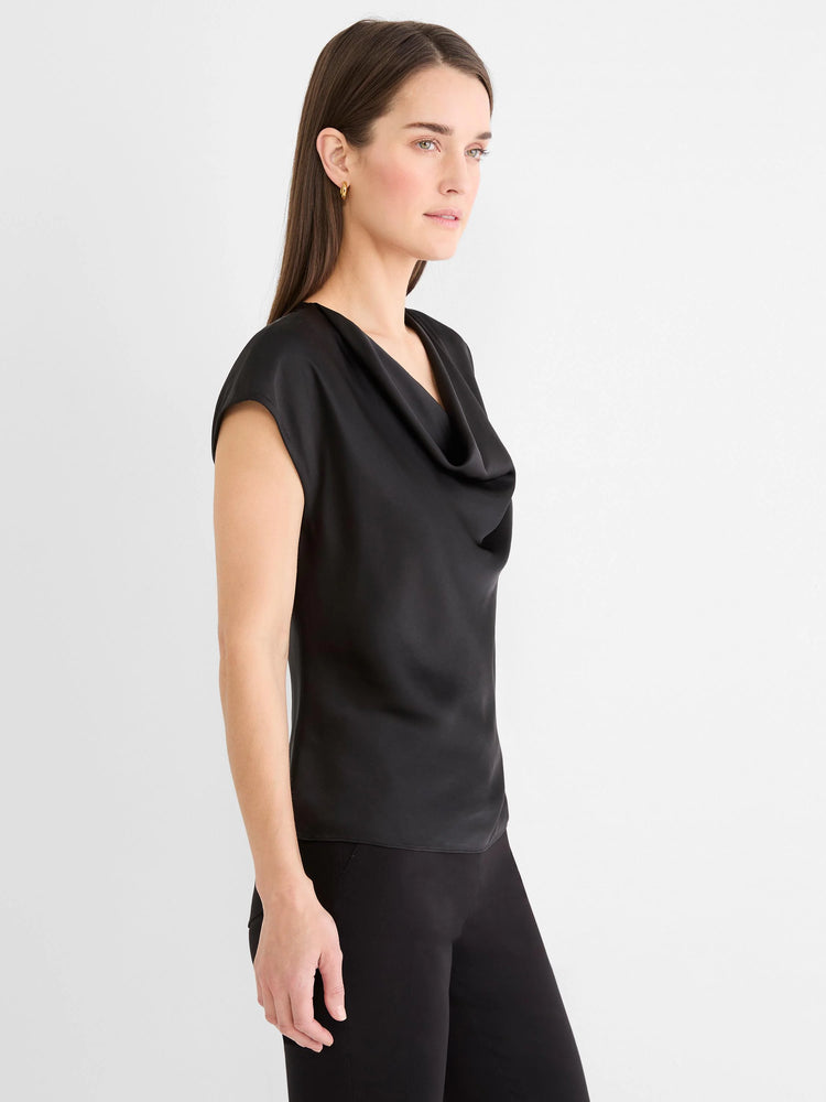 Drape Neck Day Gloss Tee in Blx