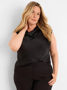Drape Neck Day Gloss Tee in Blx