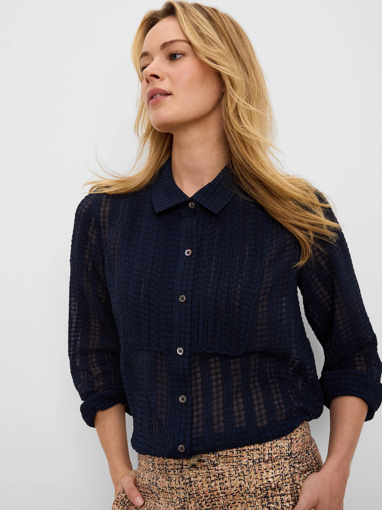 Chiffon Jacquard Tuxedo Shirt in Did