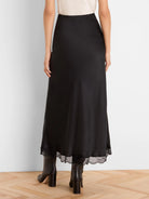 Day Gloss Lace Trim Slip Skirt in Blx
