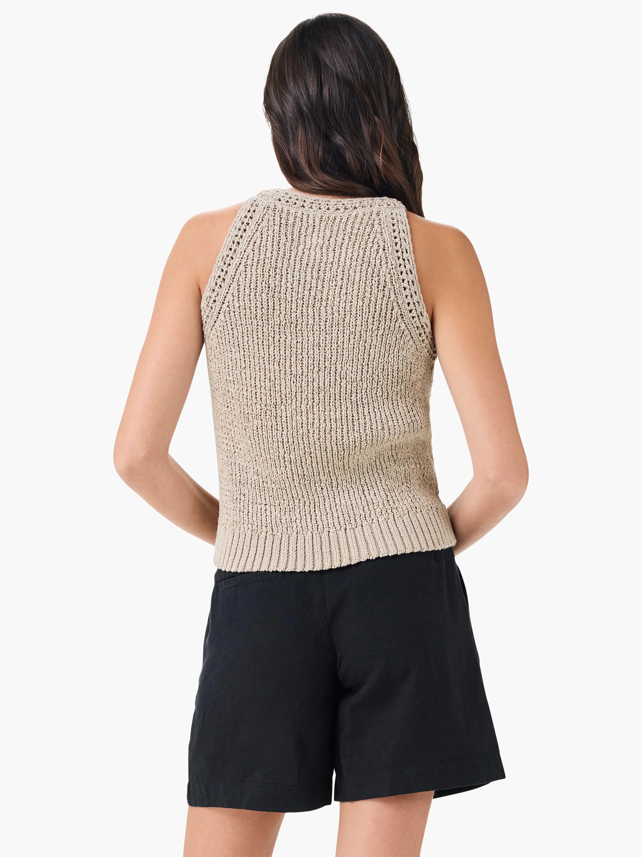 Tape Yarn High Neck Tank in Brw