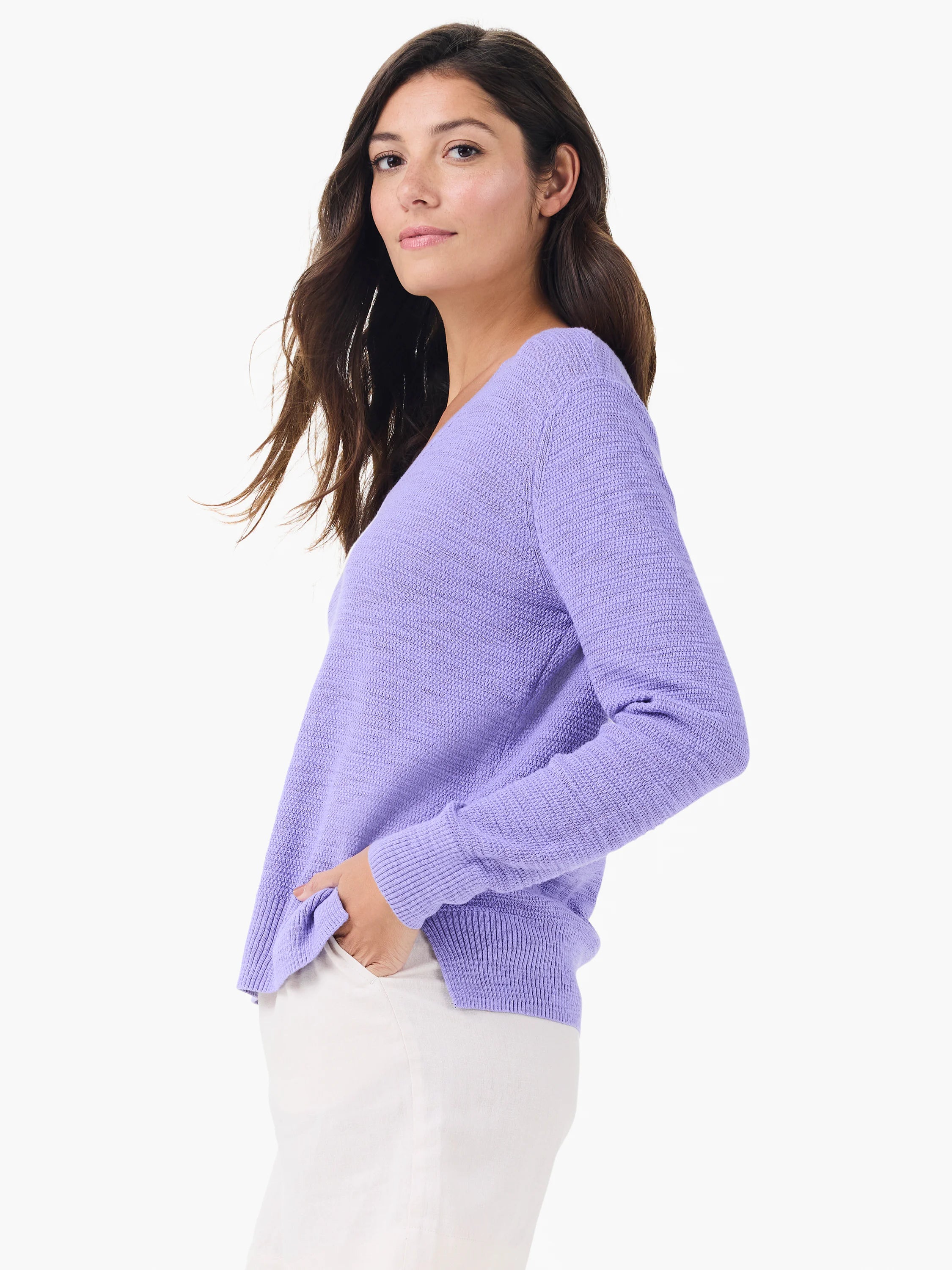 Breezy Texture Sweater in Lav