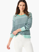 Striped Up Supersoft Sweater in Aql
