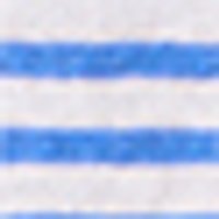 Soft, woven fabric with horizontal white and bright blue stripes.