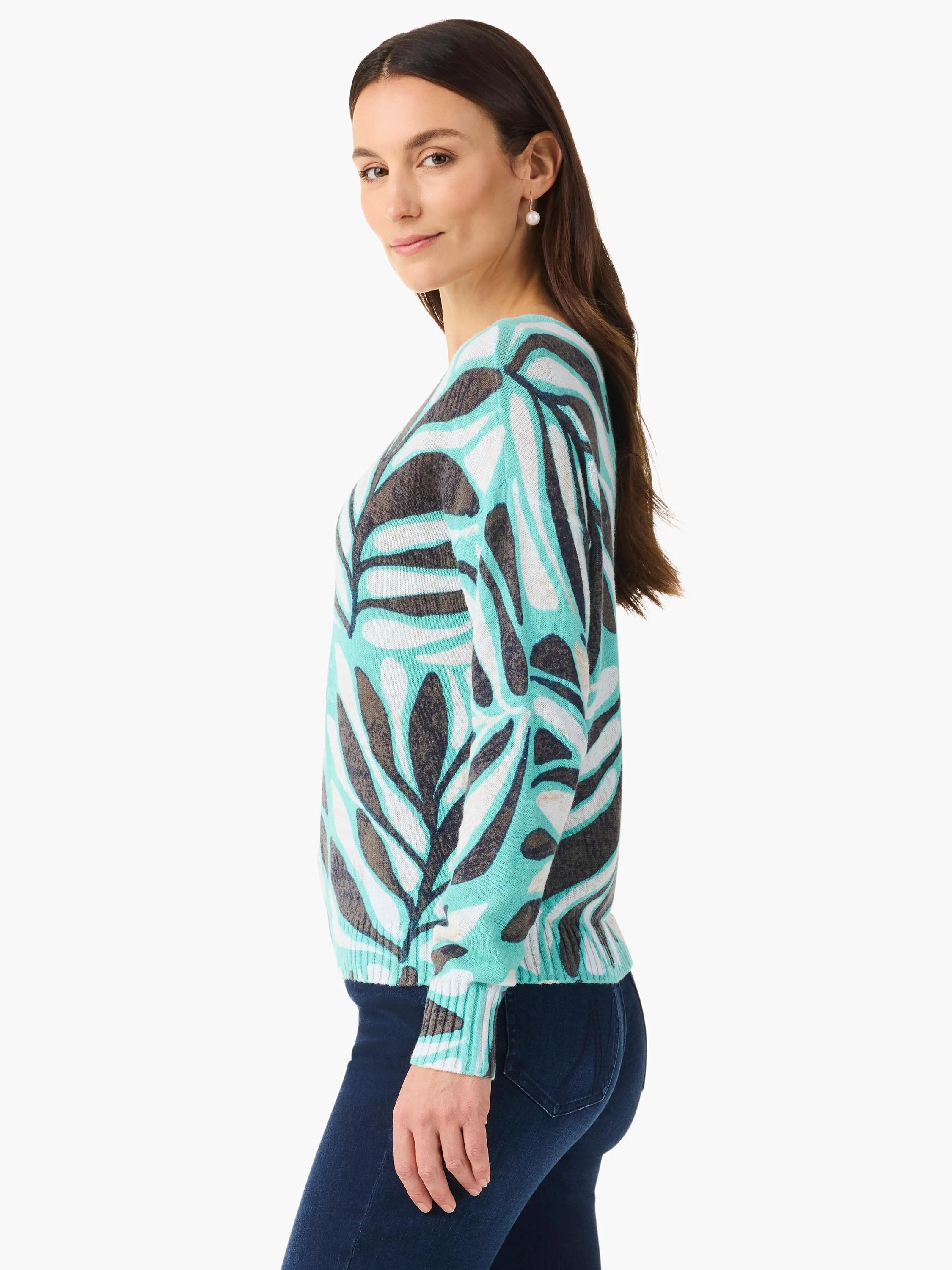 Flora Grid Supersoft Sweater in Aql