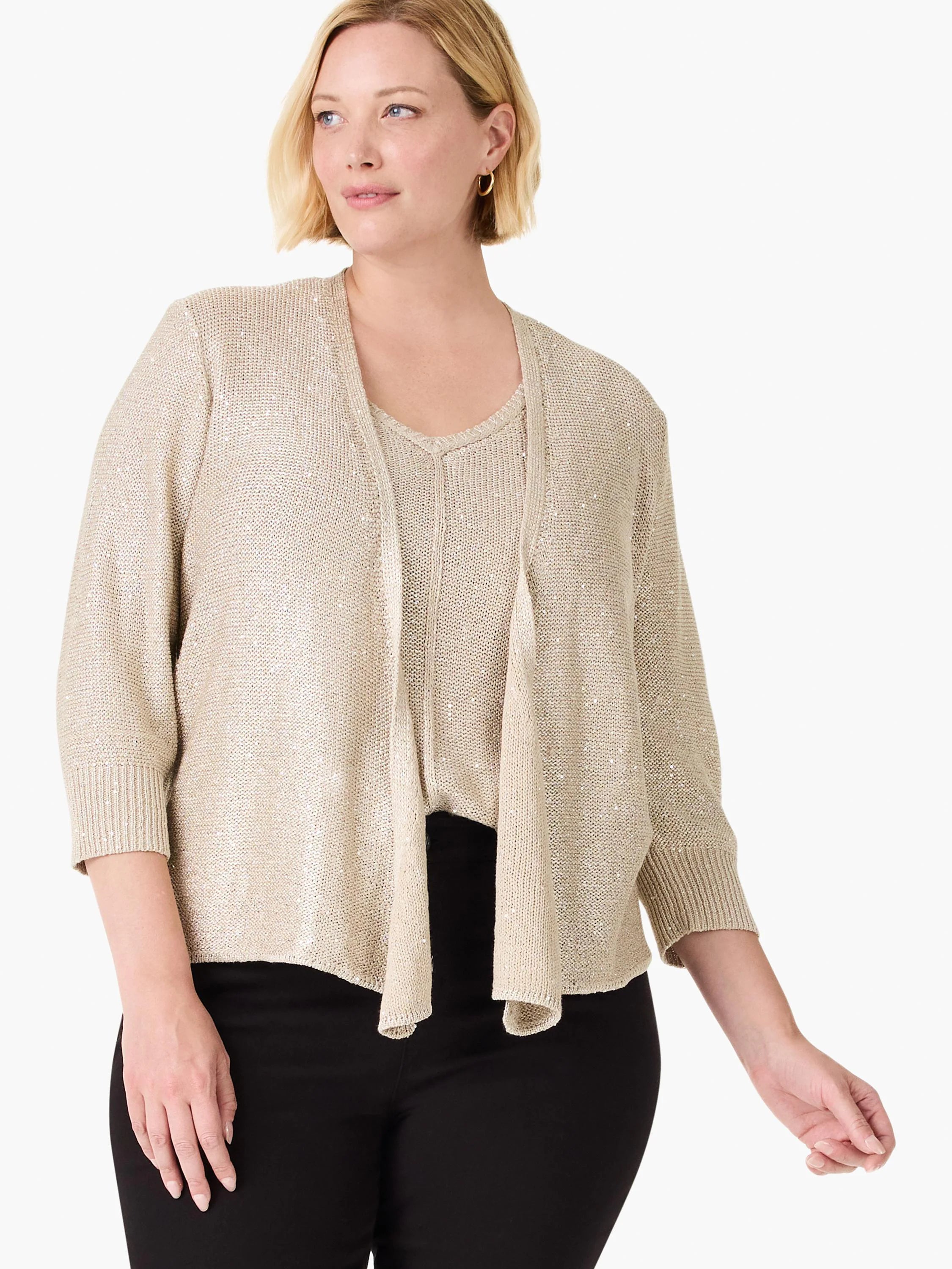 Subtle Sparkle 4-way Cardigan in Brw