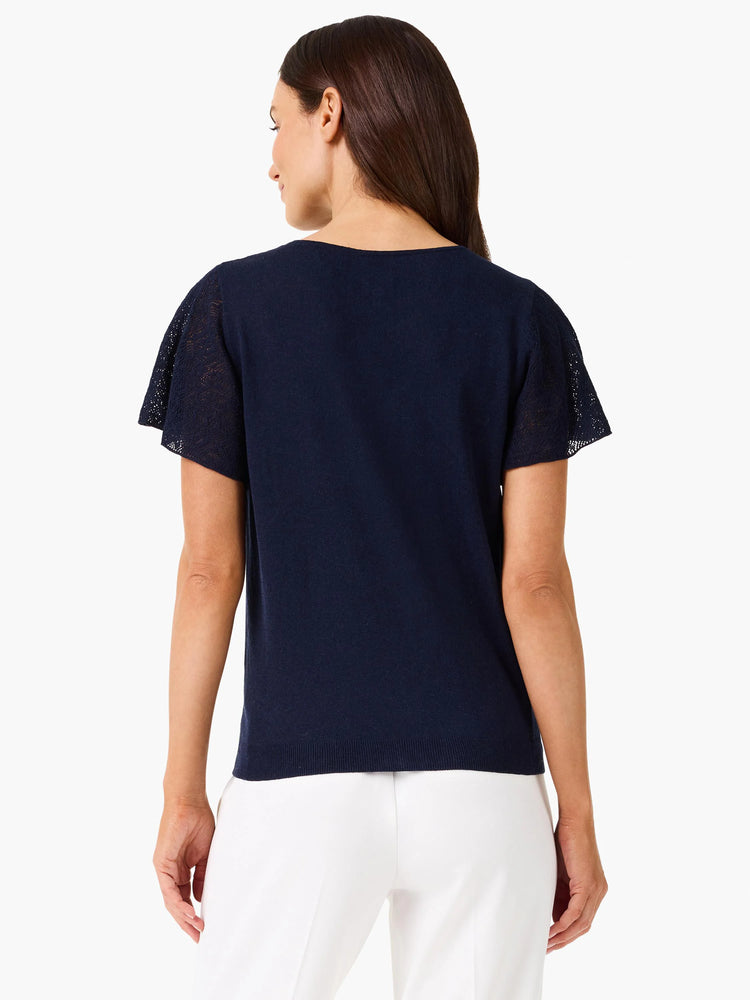 Pointelle Sleeve Sweater in Did