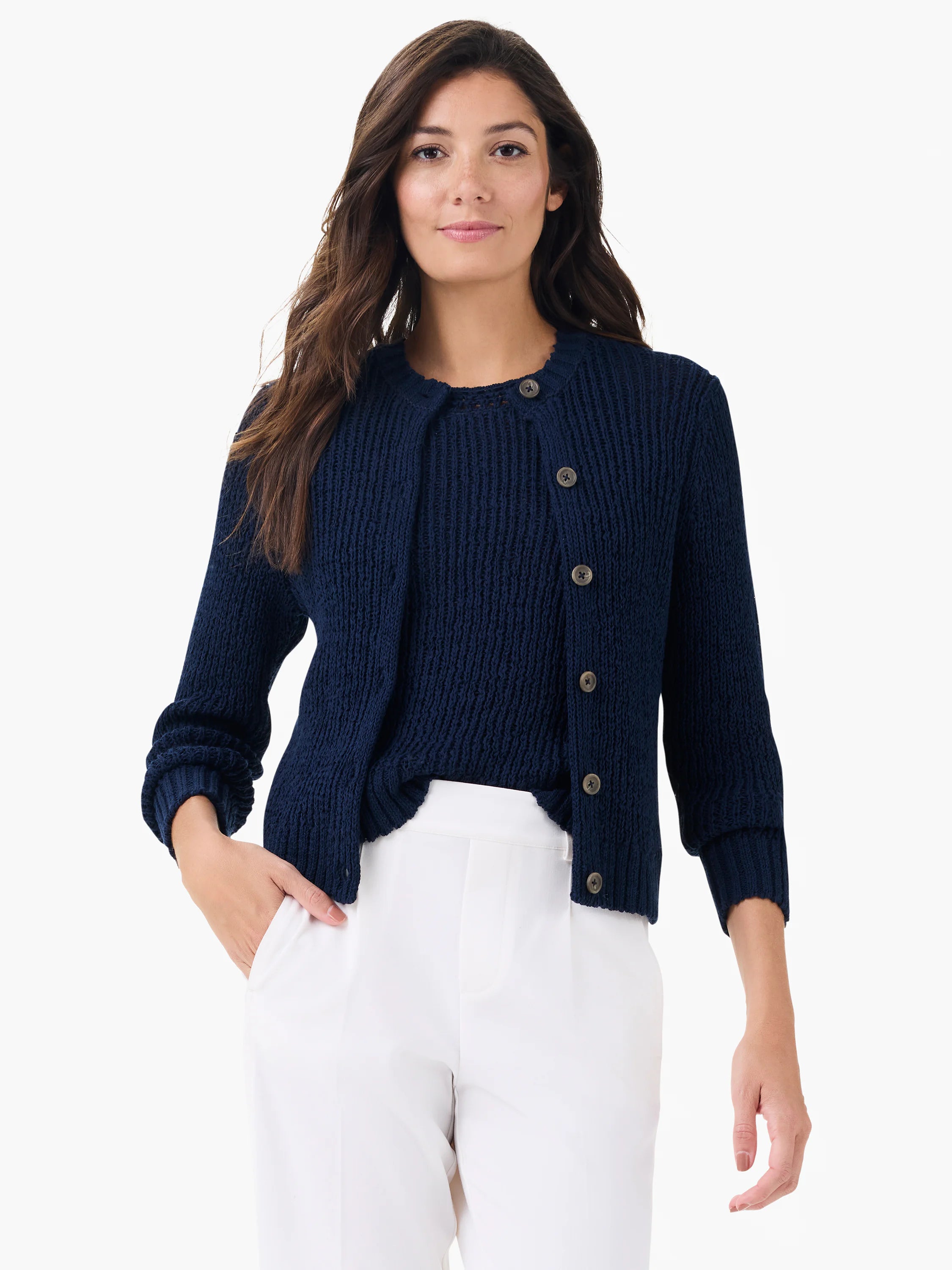 Tape Yarn Button Cardigan in Did