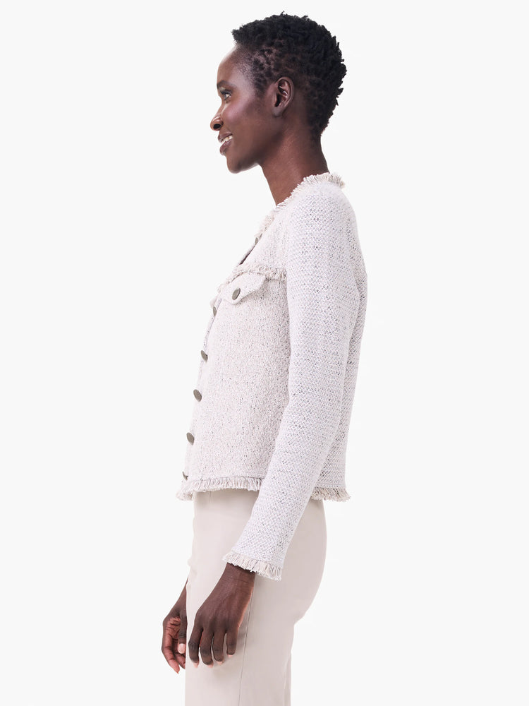 Utility Fringe Mix Knit Jacket in Cbs