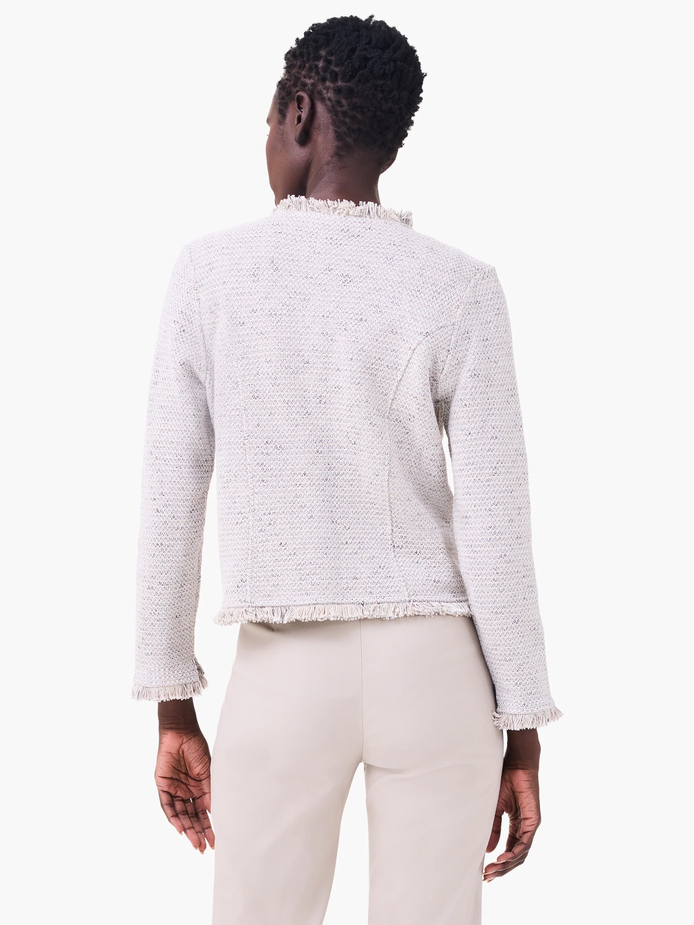 Utility Fringe Mix Knit Jacket in Cbs