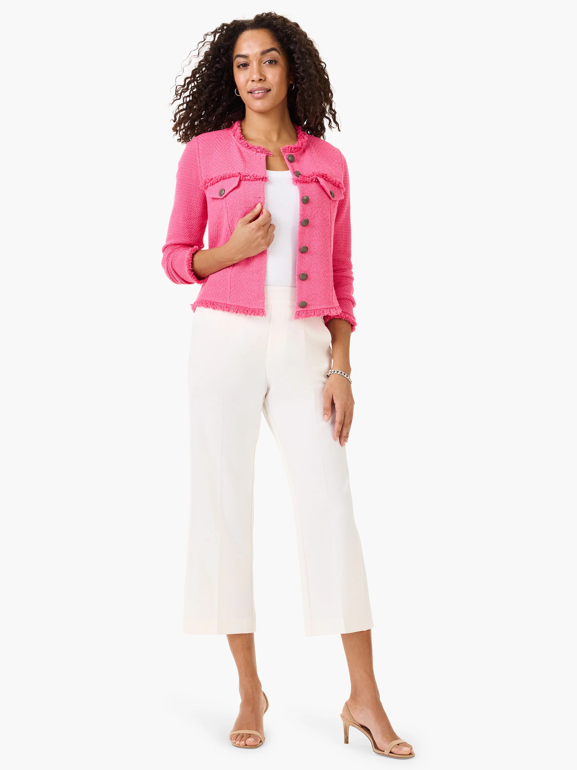 Utility Fringe Mix Knit Jacket in Wlp