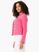 Utility Fringe Mix Knit Jacket in Wlp