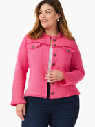 Utility Fringe Mix Knit Jacket in Wlp