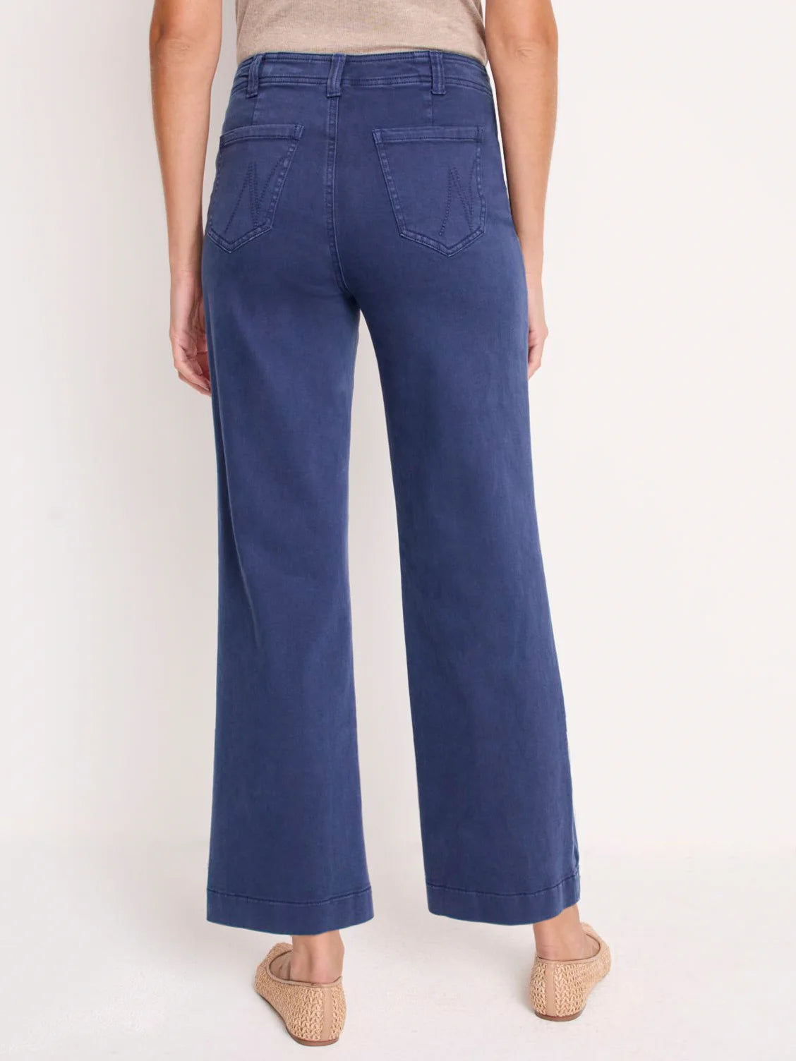 Mid Rise Wide Leg Pocket Ankle Jeans