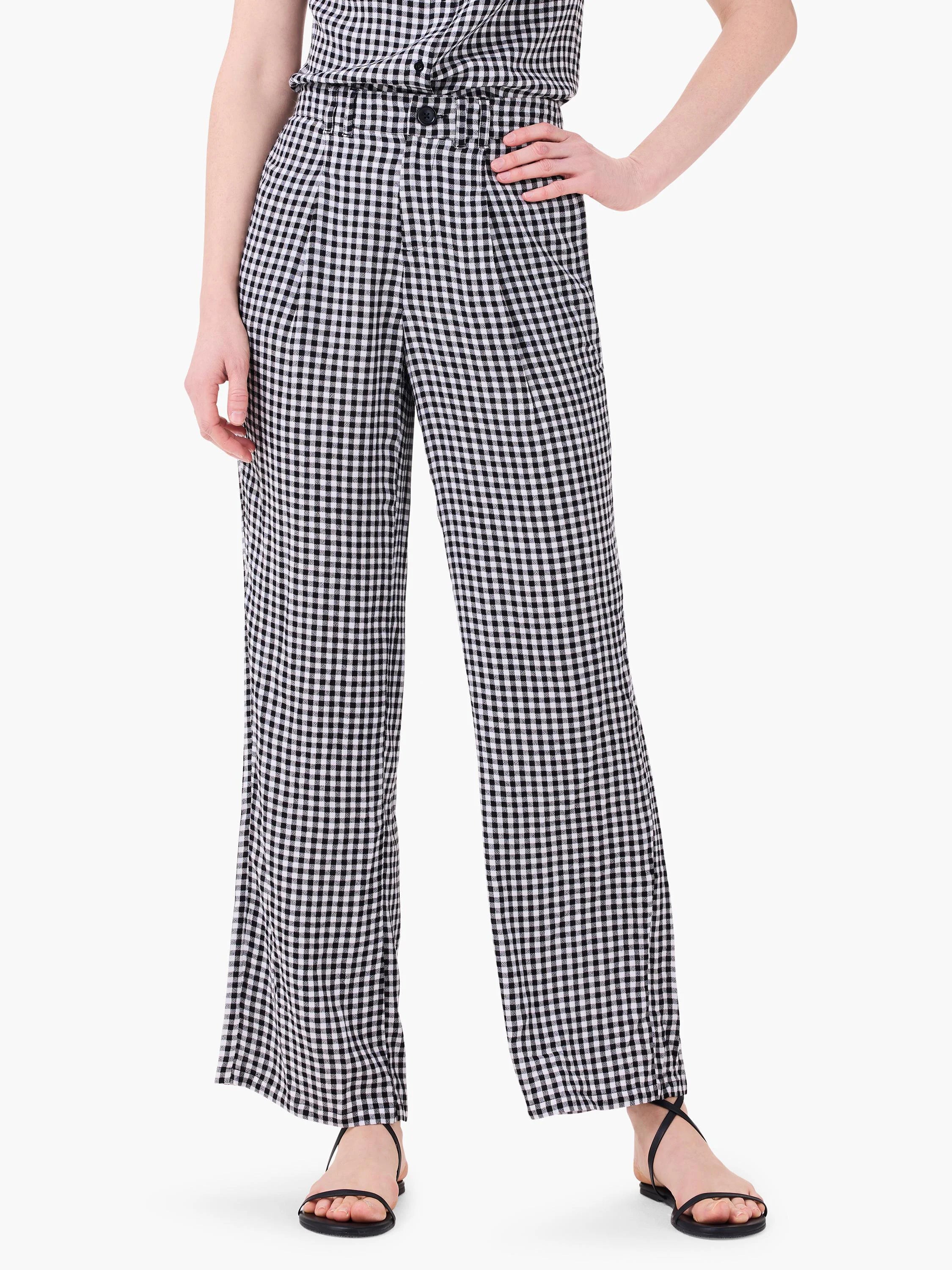 30.5" Drapey Gingham Wide-leg Pant in Blm