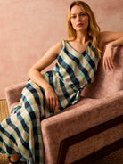 Painted Plaid Bianca Dress in Aql