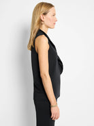 Knit Crepe Ruffle Tank in Blx