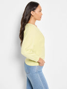 Easy V-neck Pure Cotton Sweater in Cel