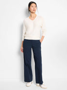 Easy V-neck Pure Cotton Sweater in Clc