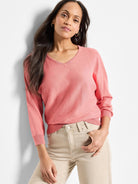 Easy V-neck Pure Cotton Sweater in Rcy