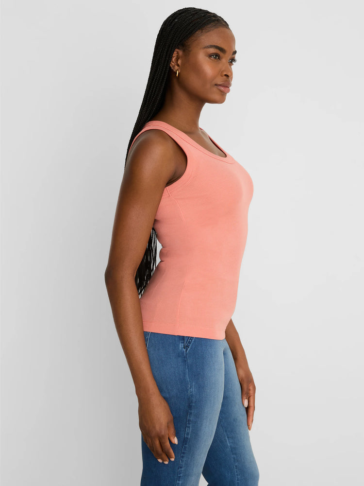Peach ribbed scoop neck tank.