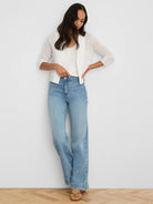 Cream featherknit cardigan with a collar, open front, and 3/4 sleeves.