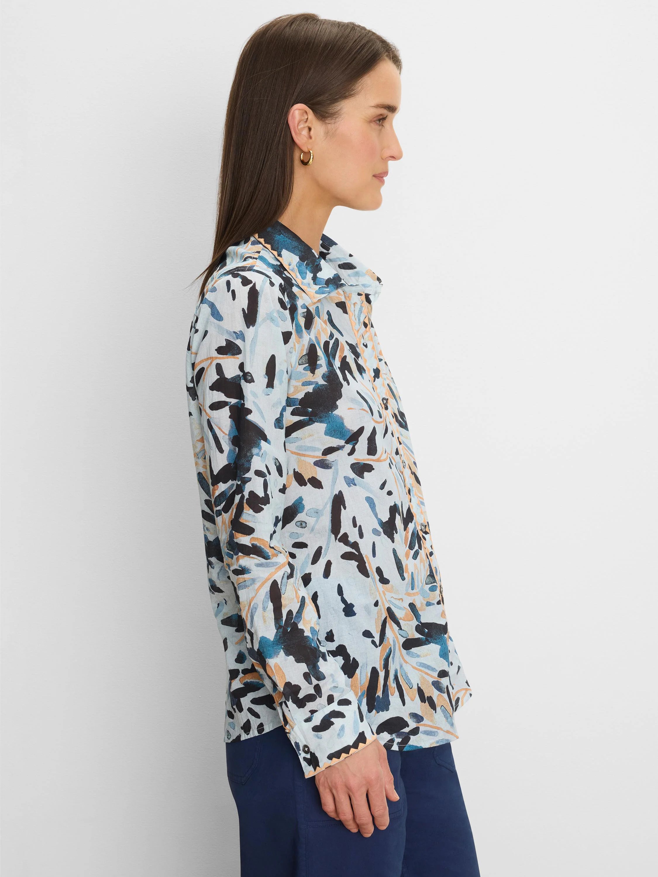 Garden Shade Cotton Crinkle Shirt in Blt