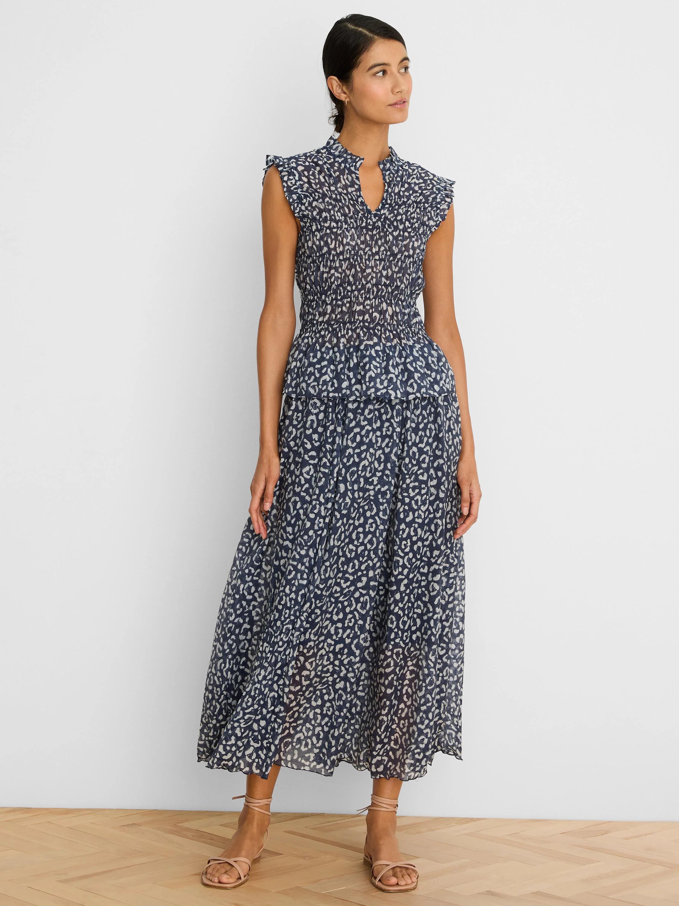 Leopard Sketch Crinkle Skirt in Imi