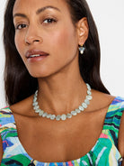 Pale green-blue irregular faceted gemstone choker necklace.