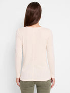 Off-white long-sleeve shirt, crew neckline, shown from the back.