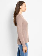 Here's alt text under 125 characters:

Mauve long-sleeve henley shirt; side profile.  The shirt is a textured knit.