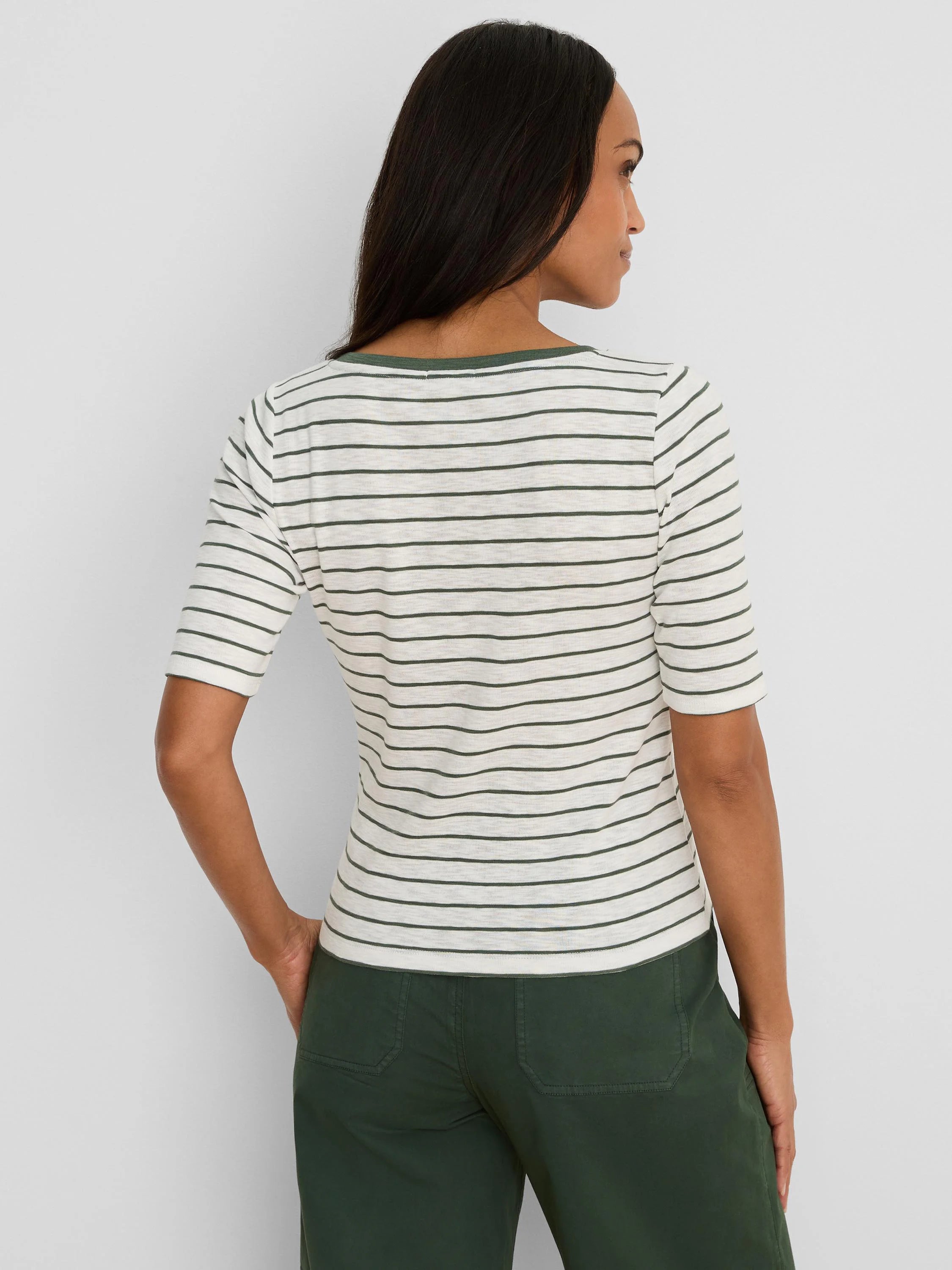 Nzt Elbow Sleeve Stripe Notch Tee in Gri
