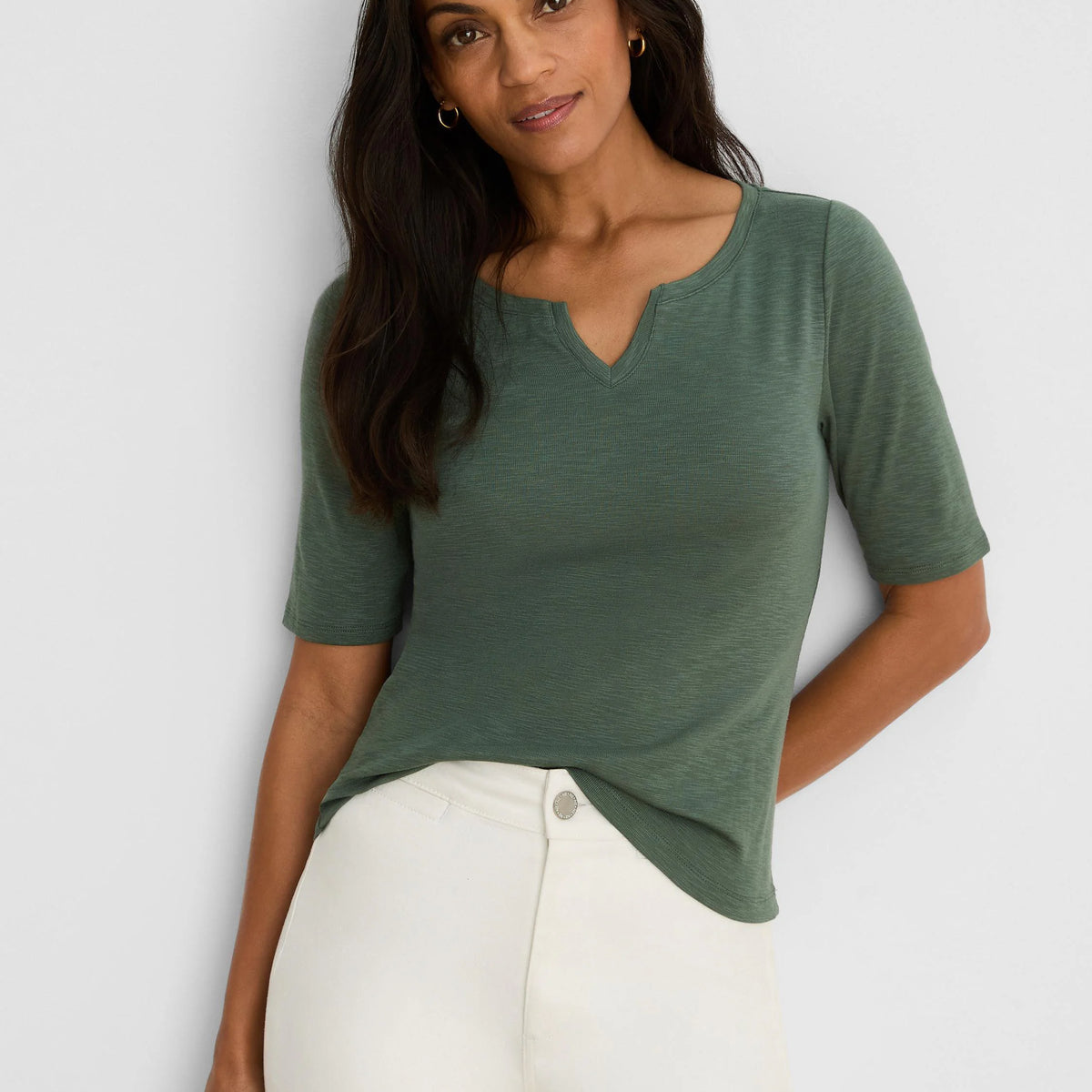 NZT Elbow Sleeve Notch Tee | NIC+ZOE