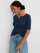 Nzt Elbow Sleeve Notch Tee in Rin