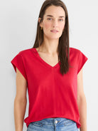 Nzt Cap Sleeve V-neck Supima Cotton Tee in Trd