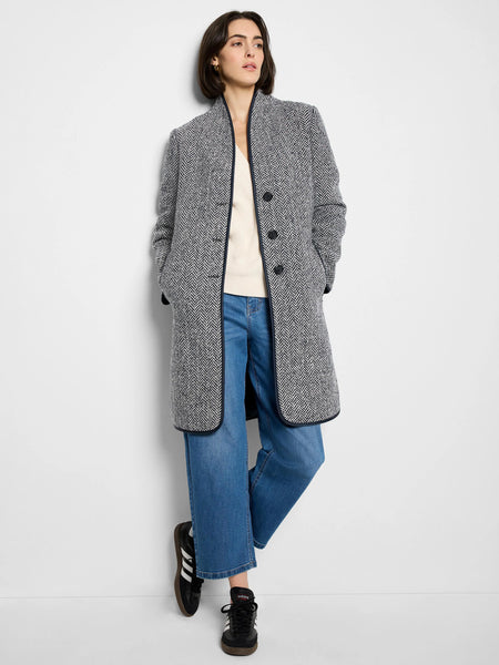 Herringbone Wool Blend Top Coat