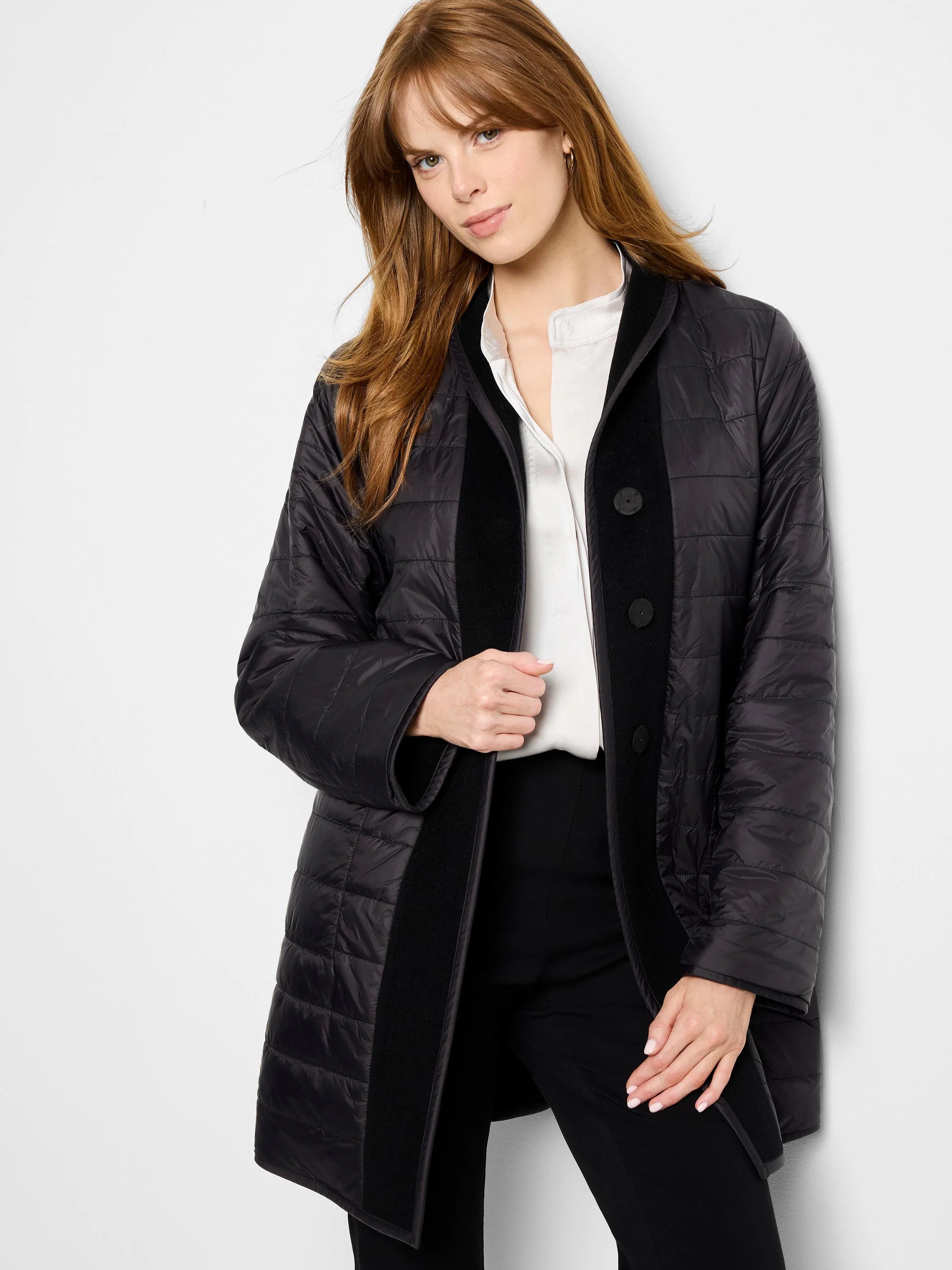 Reversible Quilted Wool Top Coat