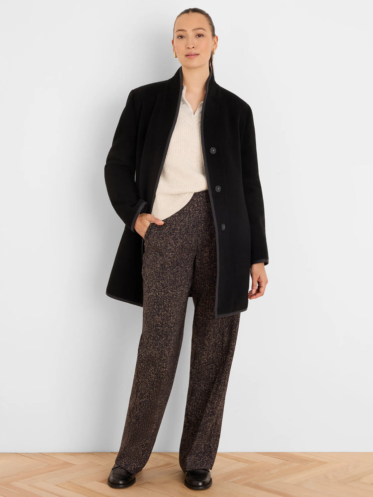 Reversible Quilted Wool Top Coat in Blx