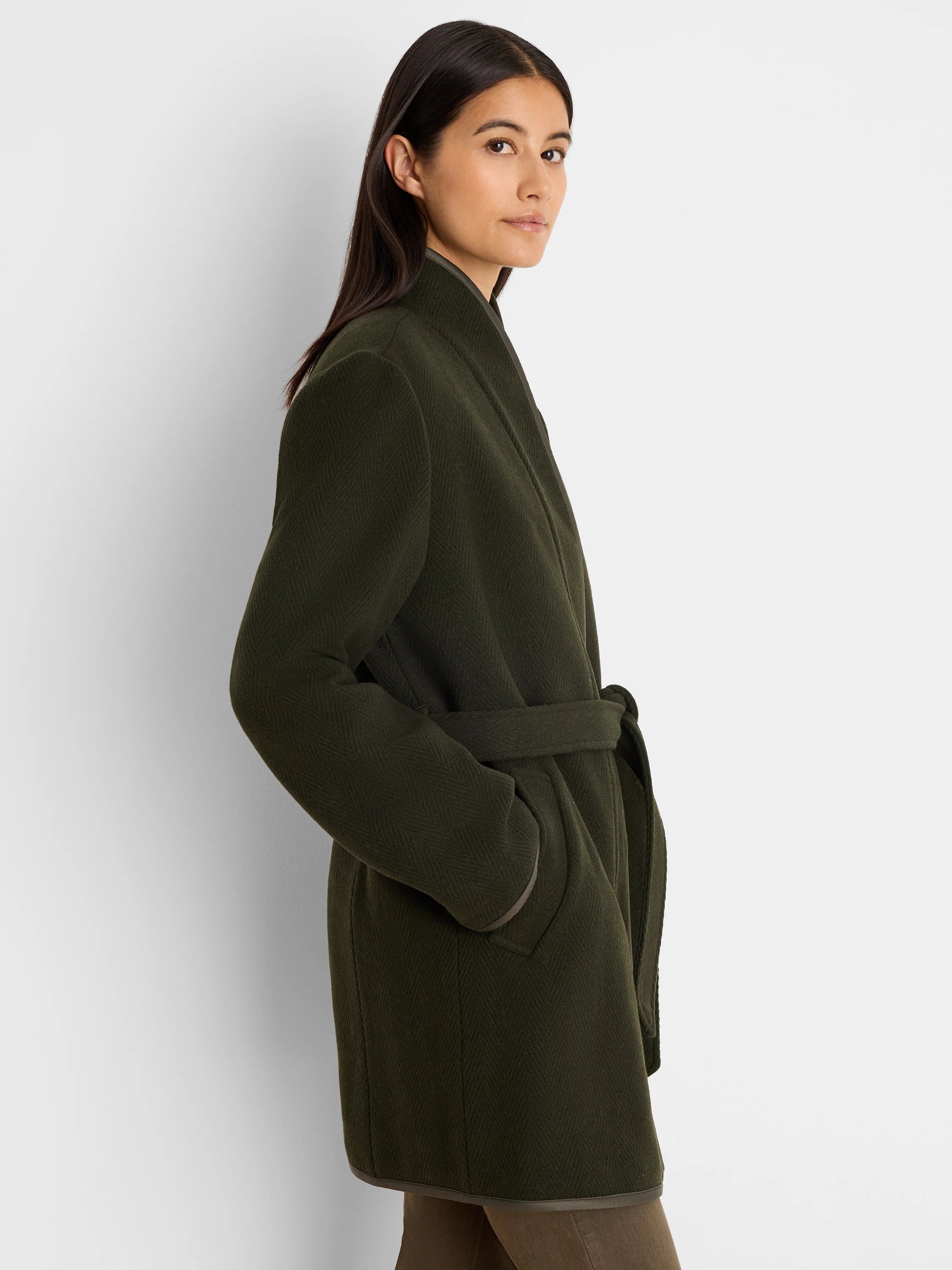 Reversible Quilted Wool Top Coat in Klp