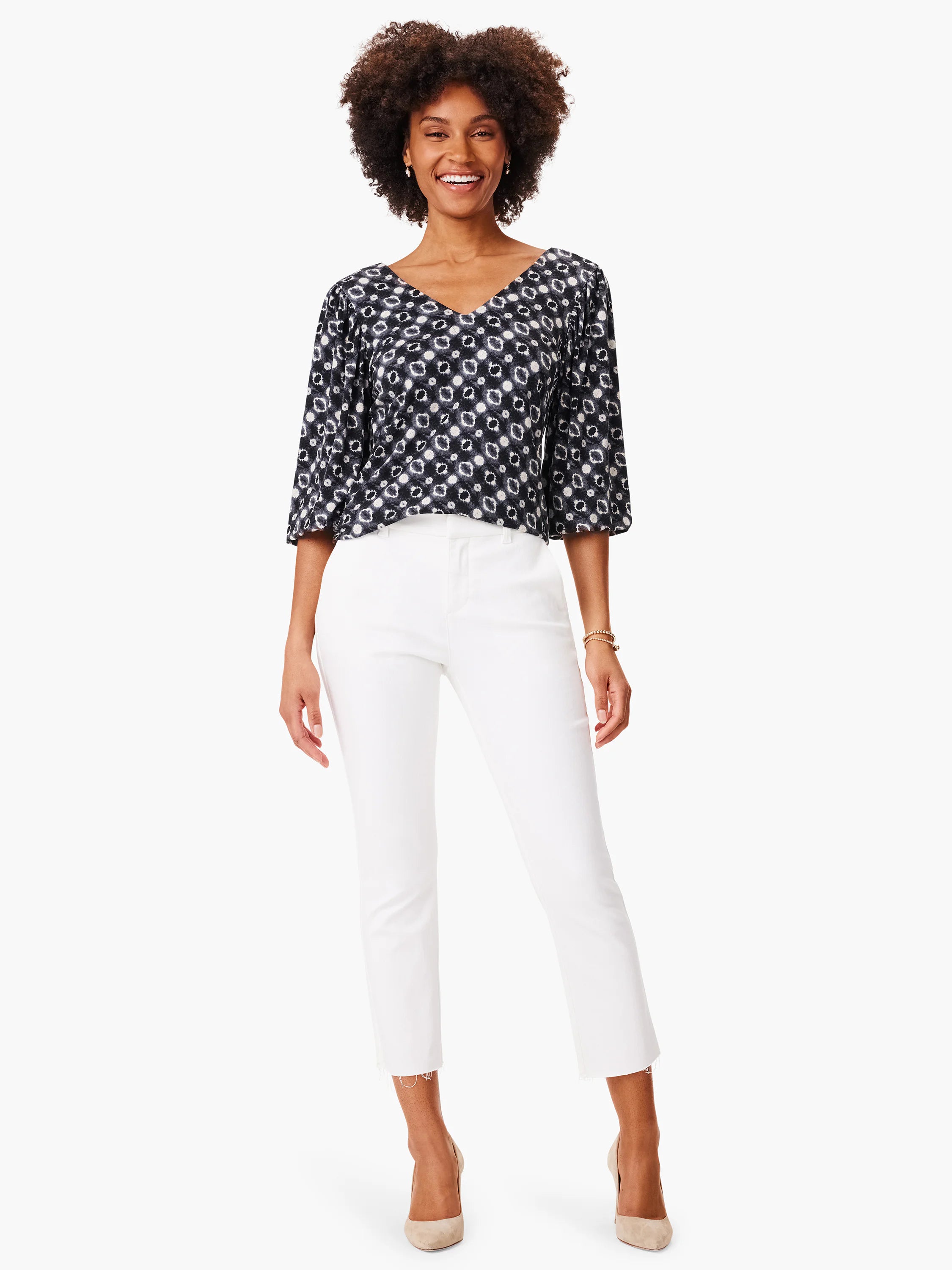 Here's alt text for the image, under 125 characters:

"Midnight Shibori top, dark-navy with lighter-gray abstract...