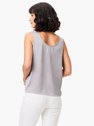 Light gray sleeveless scoop neck tank, shown from the back.